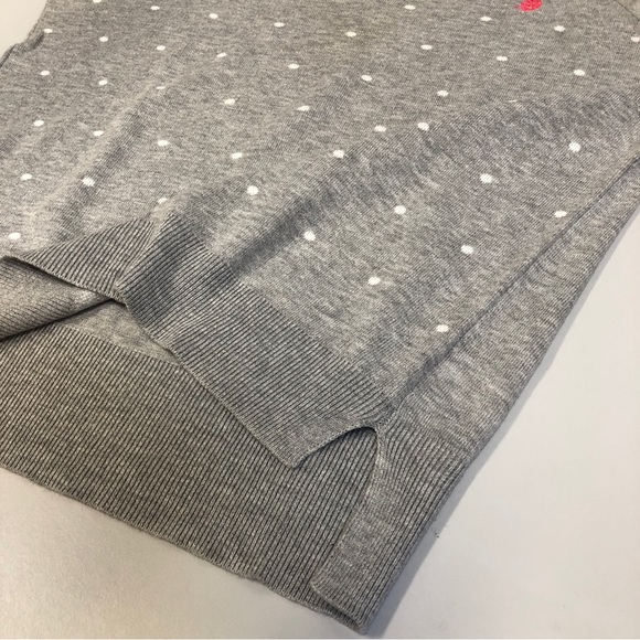 Ladies Grey Polo Brand V Neck Sweater, Grey with white polka dots, Sz L - Picture 3 of 12